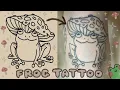 cute stick n poke mushroom hat frog tattoo