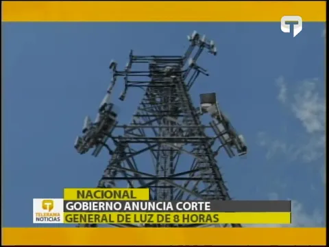 Gobierno anuncia corte general de luz de 8 horas