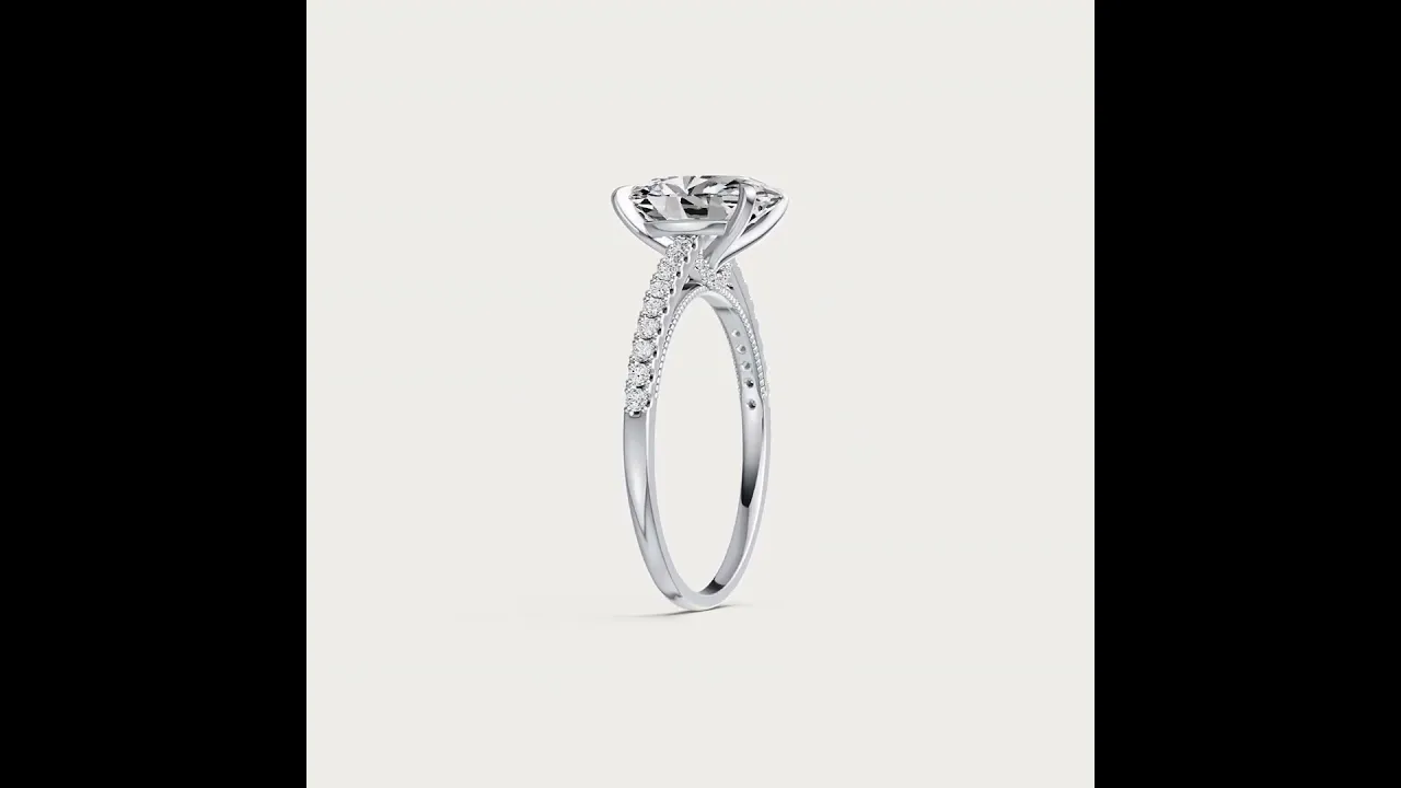 Melina丨Oval Cut Pave Solitaire 2CT Lab Grown Engagement Ring
