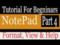 How to use Format View Help option in Notepad