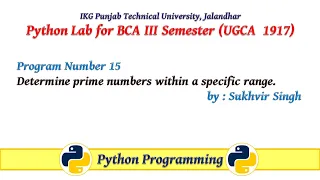 Python Lab Part 15 Determine prime numbers within a specific range
