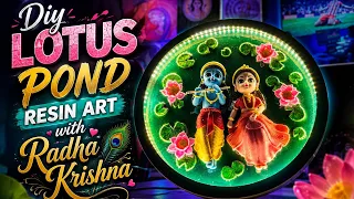Diy Radha Krishna Lotus Pond Resin Art 🪷🦚 
