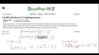 Java Practice-it Primitive Data and Definite Loops Self-Check 2 11 digitExpressions