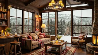 Winter Hut On A Snowy Day Soothing Jazz Music Crackling Fireplace Sound For Study Work Sleep 