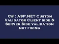 C ASP NET Custom Validator Client side Server Side validation not firing