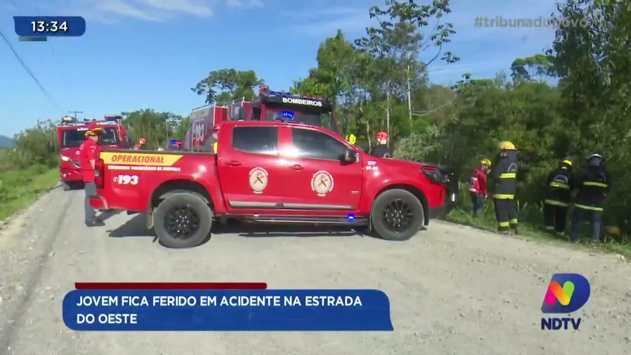 Jovem fica ferido em acidente na estrada do oeste