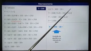 Cálculo da Renda de Equilíbrio e da Taxa de Juros de Equilíbrio das Curvas IS LM