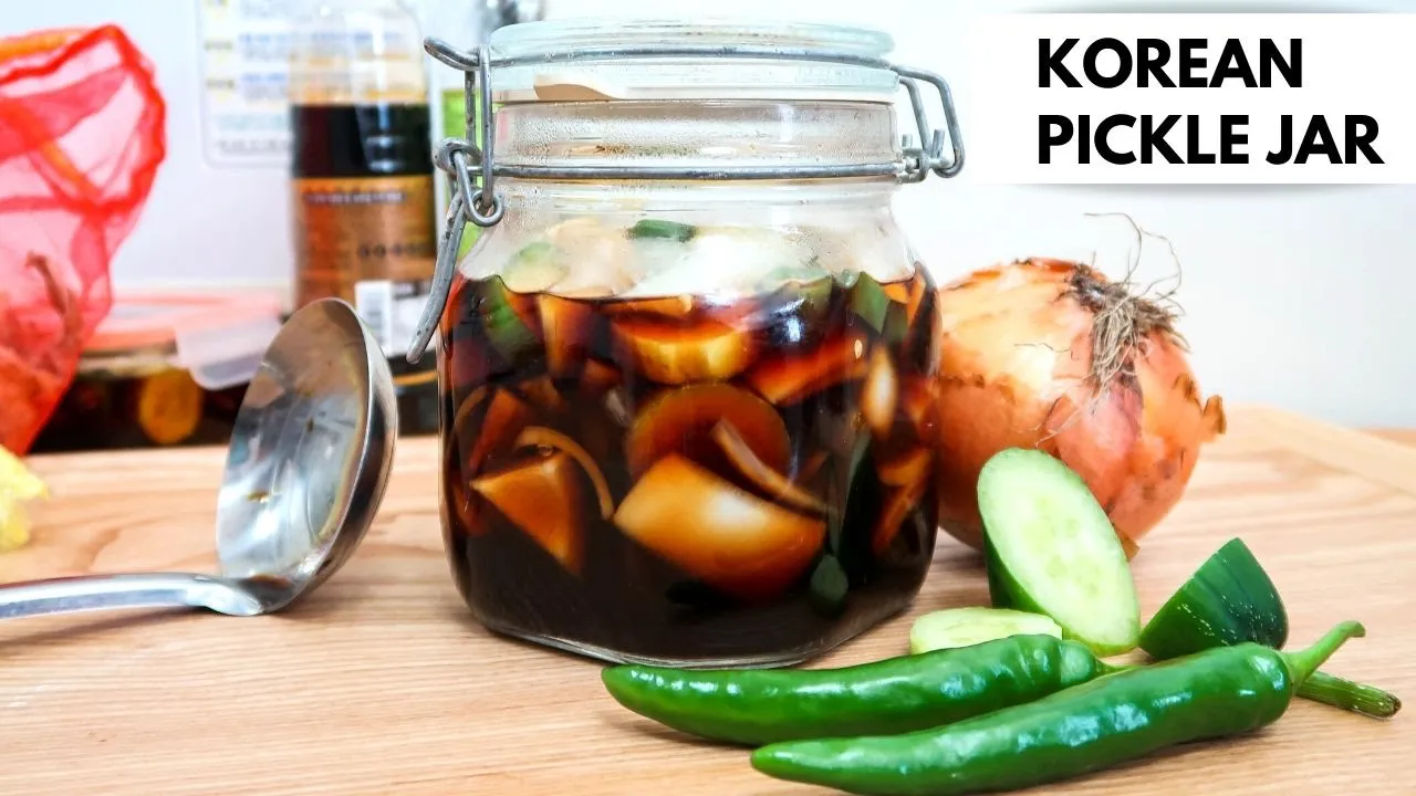 How to: Korean Jangajji Jar   Soy-Sauce Pickled Cucumbers, Chili Peppers & Onions!