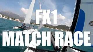 HOBIE FX1 short course match race, double headcam with live commentary