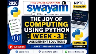 The Joy of Computing using Python Week 3 Assignment Answers 2026 NPTEL SWAYAM Week 3 Solutions