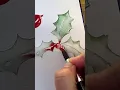 How to paint easy watercolor holly berry for Christmas card