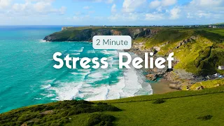 2 Minute Ocean Escape | Relaxing Waves of Cornwall, South England