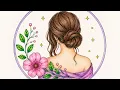 Relaxing Hair Coloring Page Brown Hair Transformation with Rain Sounds Adult Coloring Book