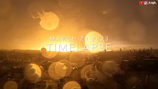 4k Clear Sky Sunny Morning Sunset Rain Moonset March 24 2023 London Timelapse walkxtravel