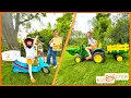 Farm fresh pizza with kids ride on tractor motorcycle cooking and delivery Educational Kid Crew