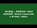 MySQL ERROR 1064 42000 when creating a mysql table