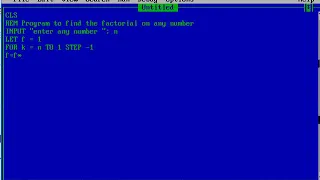 QBASIC Program to print the factorial of given number