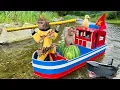 Download Lagu Farmer Bim Bim takes baby monkey Obi and duckling to go fishing 🙈 Videos Compilation!