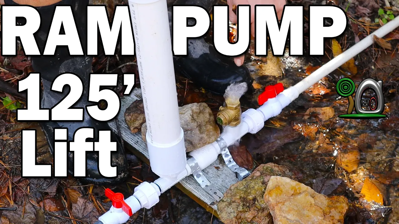 EPIC 125 foot of lift Ram Pump - 1/2" Hydraulic Ram Pump install: video thumbnail