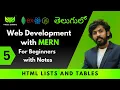 HTML Lists and Tables in Telugu MassCoders Dodagatta Nihar
