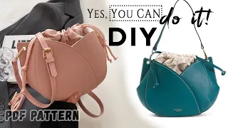 DIY DRAWSTRING Shoulder Bag Flower Style Design Tutorial PDF Pattern