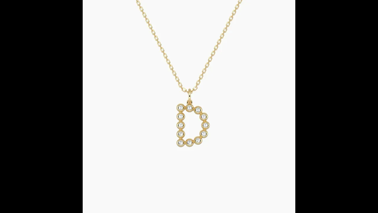 Letter D Initial Necklace Bubble Pendant