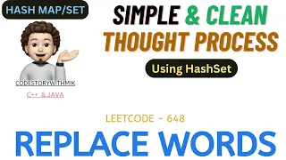 Replace Words Using HashSet Uber Leetcode 648 codestorywithMIK