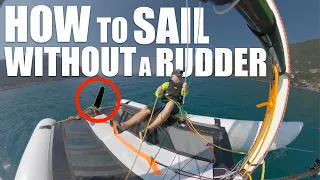 Sailing the Minicat Inflatable Catamaran without a rudder