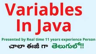 Java Variables in Telugu Java tutorial in Telugu Variables in Java Java in Telugu