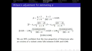 8 7 Single Sample Confidence Interval for Proportion - Wilson s adjustment