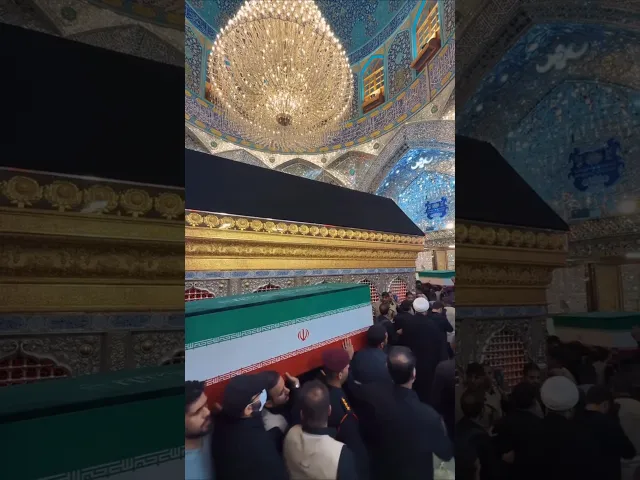 ⁣من حرم أمير المؤمنين (ع).. تشييع جثامـ،ين عائلة الشـ،هيد السيد الخامنـ،ئي (قدس) #على_خطى_الحسين