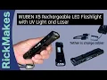 WUBEN X5 Rechargeable LED Flashlight with UV Light and Laser