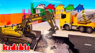 Amazing Big Excavator and Trucks on a Special Construction Mission! | Cartoon for Kids | Kidibli