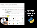 Python Programming to Remove Duplicate Elements Jupyter Notebook Anaconda For Beginners