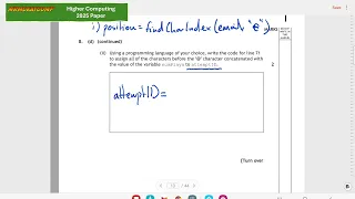 Higher Computing 2025 Q8d - Substrings