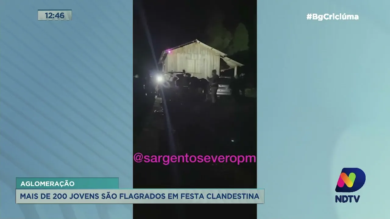 Polícia Militar flagra festa clandestina com cerca de 250 pessoas em Criciúma
