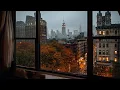Relaxing Evening Fall Rain In New York City🍂🌧️Calm Rain Ambience For Reading, Sleeping, Etc.