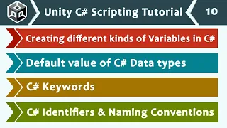 Data type Default Values Keywords Identifiers - Unity C Scripting Tutorial 10