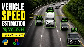 Vehicle Speed Estimation using YOLO11 Built-in Tracking OpenCV Python