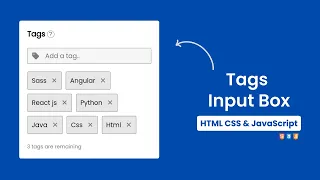 Tags Input Box using HTML CSS Javascript Tags Input Box using Javascript Code With Harsh
