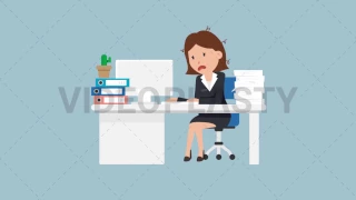 Woman Being Stressed at Work Animation MOV GIF