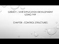 CHAPTER 3 control structures in php branching