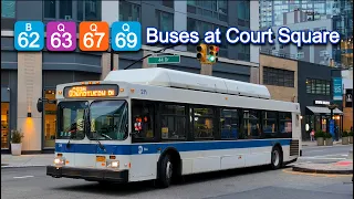 MTA NYCT Bus B62 Q67 Q69 Meetups Q63 on Jackson Avenue at Court Square