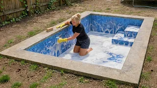 Mother Builds DIY SWIMMING POOL For Kids In The Backyard | Start To Finish By @NicoleMichaelDIY