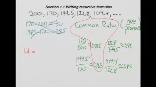 Examples writing recursive formulas