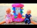 Download Lagu Polina playing cooking with toy Kitchen. Funny breakfast with baby dolls
