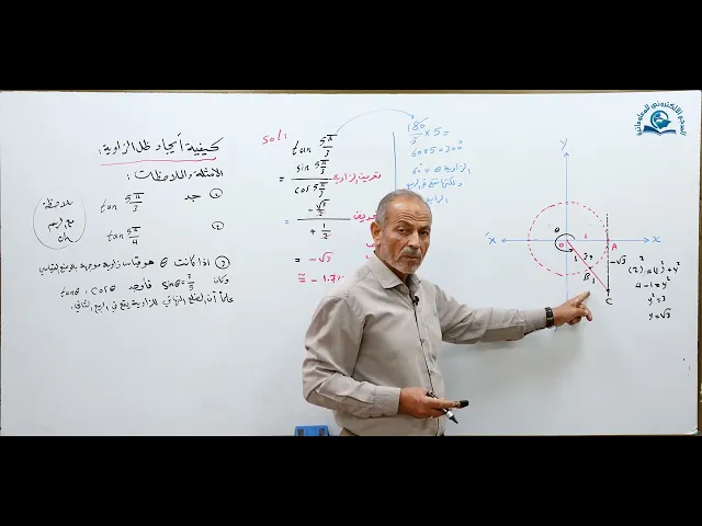 ⁣مادة الرياضيات للصف الخامس الاعدادي : كيفية أيجاد ظل الزاوية