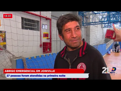 Abrigo emergencial em Joinville: 27 pessoas foram atendidas na primeira noite