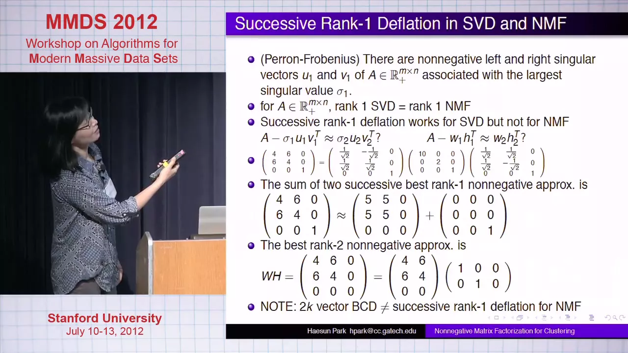 Nonnegative Matrix Factorizations for Clustering, Haesun Park, Georgia Institute of Technology