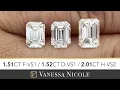 EMERALD CUT DIAMOND 1 50 Carat vs 2 Carat Emerald Shape Size Comparison for Jesse